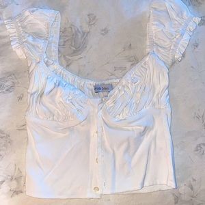 With jean white top